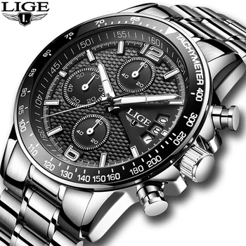 2020 LIGE visiškai Nauji vyriški Laikrodžiai Verslo Kvarco Žiūrėti Vyrų Nekilnojamojo Tris Dial Šviesos Vandeniui 30M Lauko Sporto Plieno Žiūrėti