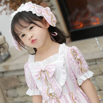 2020 Lolita Dress Vaikams Drabužių Bamblys Saldus Šalis Suknelės Mergaičių Nėrinių Vaikams, Kūdikių Frocks su Lankelis Vasaros Vestidos