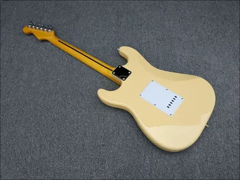 2020 m. Aukštos kokybės ST stiliaus Elektrinė Gitara,Pieno geltoni dažai įstaiga, Klevų fingerboard elektrinė gitara,nemokamas pristatymas
