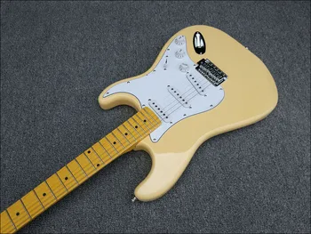 2020 m. Aukštos kokybės ST stiliaus Elektrinė Gitara,Pieno geltoni dažai įstaiga, Klevų fingerboard elektrinė gitara,nemokamas pristatymas