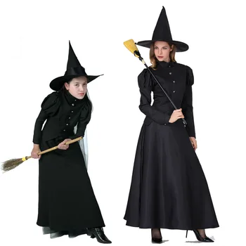 2020 M. Moteris Deluxe Wicked Witch Kostiumas Juodos Spalvos Visas Ilgis Dress Helovinas Klasikinis Raganos Kostiumai Cosplay