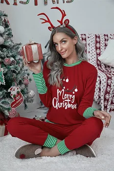 2020 m. Moteris Loungewear Pižamos Nustatyti ilgomis Rankovėmis Laiškas Spausdinti Viršūnes+ Kalėdų Pledas naktiniai drabužiai Kelnės Plius Dydis S-5XL