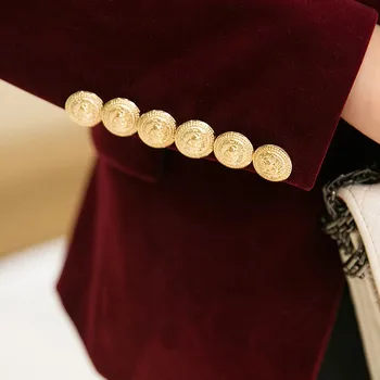 2020 m. Pavasarį, Rudenį naujų Plonas aukso aksomo mažas kostiumas striukė moteriška laisvalaikio švarkas B307