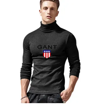2020 m. Rudens ir žiemos golfo megztinis vyrams plius aksomo sustorėjimas tendencija džemperis dugno marškinėliai atvartas šiltas megztinis