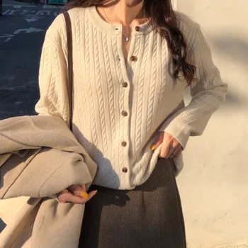 2020 m. Rudenį korėjos Vintage Mados 2 Gabalas Sijonas Rinkiniai Moterims Susukti Megzti Megztinis + Aukšto Juosmens Vilnoniai-line Mini Sijonas Tinka