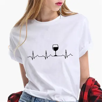 2020 Mados seksualus aukštakulnius moterys atspausdintas T-shirt vynas, Šampanas Harajuku grafinis Estetinės Marškinėlius atsitiktinis, O apykaklė vasarą moterys