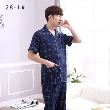 2020 metų Vasaros Atsitiktinis Dryžuotas Medvilnės Pajama Komplektai Vyrams trumpomis Rankovėmis Ilgas Kelnes Sleepwear Pyjama Vyrų Homewear Ištaigingas Dėvėti Drabužiai