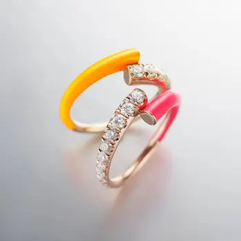 2020 metų vasaros liuminescencinės mados moterų papuošalų spalvinga Neon emalio žiedo dydis koreguojamas