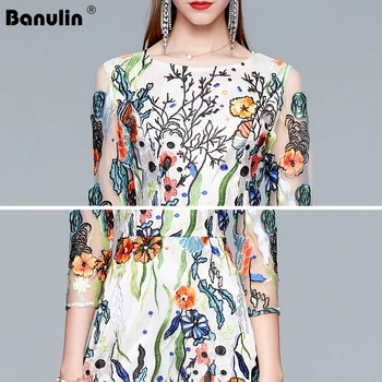 2020 Metų Vasaros Siuvinėjimo Šalis Suknelė Kilimo Ir Tūpimo Tako Gėlių Bohemijos Gėlių Aplikacija Paplūdimio Boho Akių Suknelės Moterims Vestido