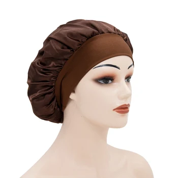 2020 Musulmonų vientisos spalvos turbaną skrybėlę minkšto satino miego bžūp moterų apvyniokite galvą hijab kepurės plaukų priežiūros skrybėlę chemoterapija hijab variklio dangčio