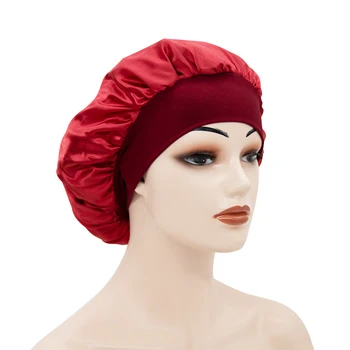 2020 Musulmonų vientisos spalvos turbaną skrybėlę minkšto satino miego bžūp moterų apvyniokite galvą hijab kepurės plaukų priežiūros skrybėlę chemoterapija hijab variklio dangčio