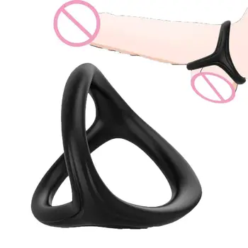 2020 Naujas 3 in 1 Silikono Varpos Žiedas Ultra Minkštas Gaidys Žiedas Erekcijos Didinimo Sekso žaisliukai Vyrams Atidėti Ejakuliacija Kapšelį Užraktas