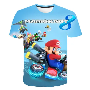 2020 Naujas Mados Mario 3D Vaikų Berniukų Vasaros poliesteris marškinėliai Mergaitėms trumpomis Rankovėmis Marškinėliai Vaikams Mielas Viršūnes Tee 3-15 Metų