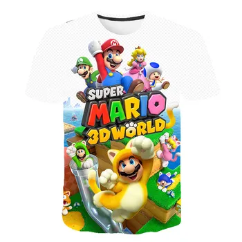2020 Naujas Mados Mario 3D Vaikų Berniukų Vasaros poliesteris marškinėliai Mergaitėms trumpomis Rankovėmis Marškinėliai Vaikams Mielas Viršūnes Tee 3-15 Metų