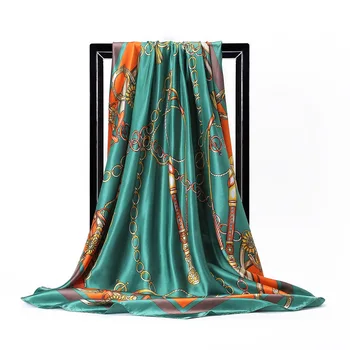 2020 Naujas Retro Stiliaus Mados Leopord Modelis Atspausdintas 90cm Bandana Didmeninė Šilko Šalikas Moterims šifono hijab infinity antklodė