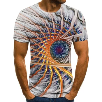 2020 Naujas trimatis Grafikos marškinėliai vyriški Laisvalaikio Viršūnes Įdomus 3D vyriški T-shirt Vasara O-kaklo Marškinėliai Plius Dydis Streetwear Trumpas
