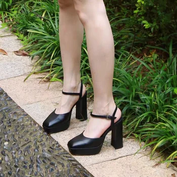 2020 naujas vasaros natūralios odos moterų sandalai aikštėje aukšti kulniukai juoda balta batus moteris siurbliai suknelė šalis, vestuvių bateliai, dydis 40
