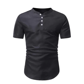 2020 Naujas Vyrų Kinų Stiliaus t marškinėliai Slim Fit Trumpas Rankovėmis Tee Viršūnes Vyrų Vasaros vientisos Spalvos Medvilnės Skalbiniai T-shirt S-3XL