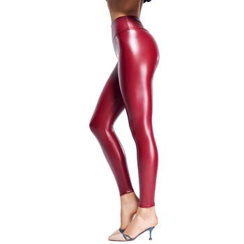 2020 Ruožas elastinga kelnės sexy juoda atspindinti stora moteris aukštos juosmens pieštuku ponios Kelnės Skinny PU kelnes lašas laivybos