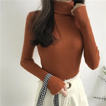 2020 storas megztinis moterims briaunoti megzti megztinis ilgomis rankovėmis aukštos megztinis minkštas ir šiltas