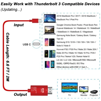 2020 USB C iki HDMI Kabelis 4K C Tipo HDMI Thunderbolt3 Konverteris, skirtas MacBook Huawei Mate 30 USB-C, HDMI Adapteris, USB, C Tipo HDMI