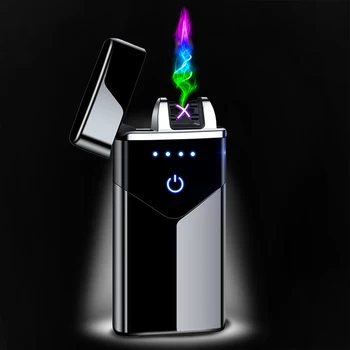 2021 Dual Lanko Elektroninių švelnesnę Gaisro USB Elektros Lengvesni Įkrovimo Vėjo Plazmos Cigarečių Degiklio Dalykėlių Vyrams