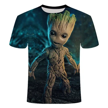 2021 Groot Treeman mergaičių drabužius 3D vaikiški marškinėliai vasaros Viršūnes kūdikių berniukų anime drabužius Vasarą Cartoon Anime Marškinėliai gimtadienio dovana