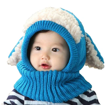 2021 Kūdikių Skrybėlę Pompon Žiemos Vaikai Skrybėlę Megzti Skrybėlę ir skara mielas animacinių filmų ausies raštas šiltą kepurę