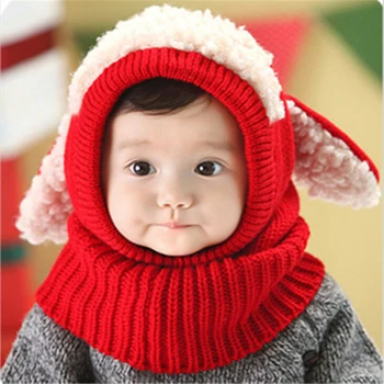 2021 Kūdikių Skrybėlę Pompon Žiemos Vaikai Skrybėlę Megzti Skrybėlę ir skara mielas animacinių filmų ausies raštas šiltą kepurę