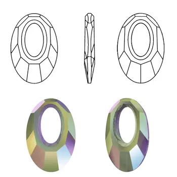20mm 6040 kristalų Helios Pakabukas Ovalo formos stiklo pakabukai krištolo karoliukai už karoliai, Auskarai padaryti 