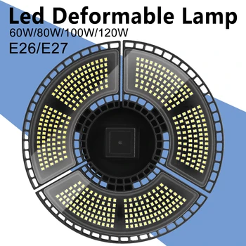 220V LED Deformuojamieji Lempa E27 Garažas Šviesos E26 Ufo LED Lempa 60W 80W 100W Smart Jutiklis Super Ryškus LED Lemputė Sandėlio, Fabriko