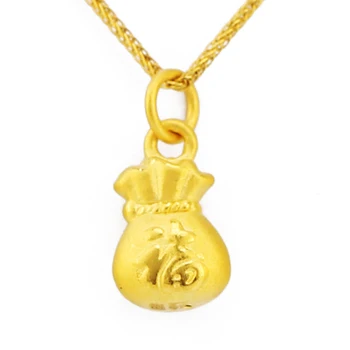 24K Geltonojo Aukso Pakabukas Moterų 999 3D Geltonos Aukso FU Maišelį Pakabukas P6217