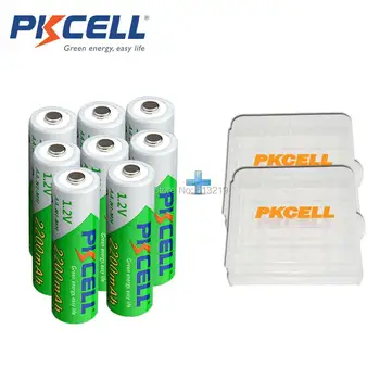 24PCS PKCELL AA 2200mah 1.2 V prcharge baterijos NIMH Įkraunamos baterijos aa tipo baterijos, kurių pakuotėje su 6pcs AA baterijos lango turėtojas
