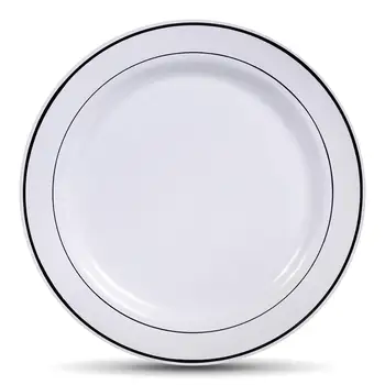 25 Vienetų Sidabro Plastiko Plokštės, Balta Vienkartinės Lėkštės,sidabrinė ratlankio Vakarienė Plokštės ,Salotų/Desertų Plokštės Vestuvėms& Šalys