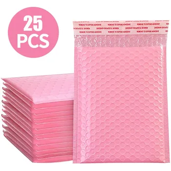 25pcs rožinė sutirštės savarankiškai sandarinimo putos su paketas, 13x18cm vandeniui dovana pašto pakuotės maišelis savarankiškai uždarymo rožinė#40