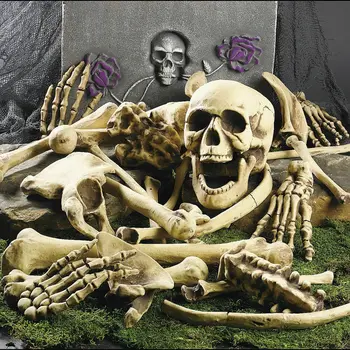 27 gabalas/set Helovinas Skeleto Kaulai Sudėtinga Haunted House Siaubo Skeletas Kaukolės Prop Dekoracijos