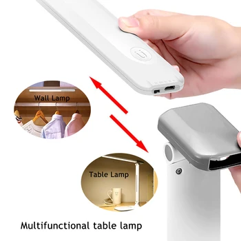 2in1 Nuimamas LED Stalo Lempa Pritemdomi Touch Įkraunamas USB Mokymosi Akių-apsaugoti Stalo lempa Naktį Šviesos