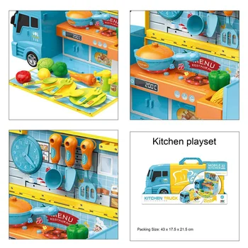 2IN1 Vaikas Virtuvės Žaislai Nustatyti Deformacijos Virtuvės Žaislas Sunkvežimis Indai Apsimesti Žaisti Virtuvės Valgių Stalo Nustatyti Vaikų Dovanų