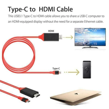 2M C Tipo HDMI Kabelis Keitiklis, HDMI Laidas, Adapteris Keitiklis USB 3.1 Įkrovimo Kabelis, 1080P 720P Ultra HD 