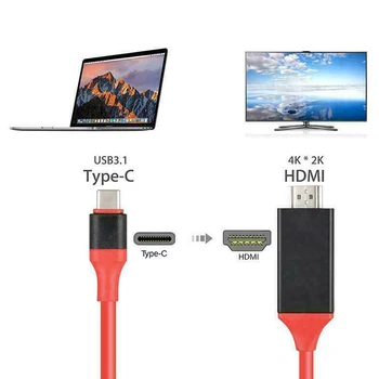 2M C Tipo HDMI Kabelis Keitiklis, HDMI Laidas, Adapteris Keitiklis USB 3.1 Įkrovimo Kabelis, 1080P 720P Ultra HD 