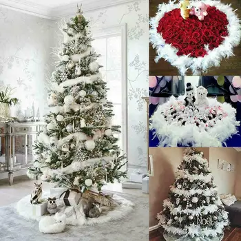 2M Kalėdų Eglutė Baltos spalvos Natūralių Plunksnų Boa Juostelės Kalėdos Juostelės Šalies Girliandą Dekoro 