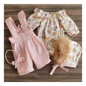2VNT Bamblys Vaikams Baby Girl Žiemos Drabužių Gėlių Viršūnes+Kelnės Bendras Komplektus saldus mergina drabužių rinkinys