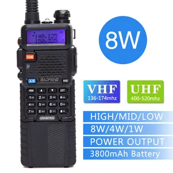 2VNT Baofeng UV-5R 8W Galingas Versija 10km Du Būdu Radijo VHF UHF Dual Band Nešiojamų Radijo Walkie Talkie Baofeng UV 5R Kumpis Radijo