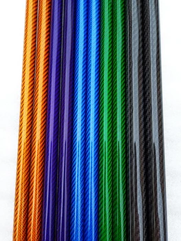 2VNT ilgis 500 mm spalva tiesa anglies pluošto vamzdis, aukštos kompozicinės kietumo medžiaga 3K lygaus paviršiaus, mėlyna, raudona, žalia, aukso.