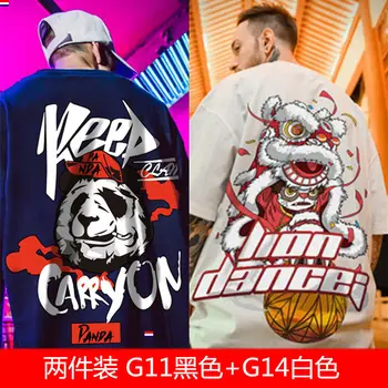 2VNT/KOMPLEKTAS 2020 Nauja, vyriški Marškinėliai Kinijos Stiliaus Pasisekė Išspausdinti trumpomis Rankovėmis T shirts Vasaros Hip-Hop Atsitiktinis Viršūnes Tees Streetwear