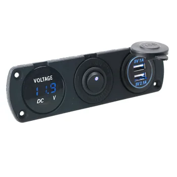3.1 12-24V Dvigubas USB Automobilinis Įkroviklis LED Ekranas Telefono Baterija Automobilio Greitas Įkroviklis Su Voltmeter Vandeniui Jungiklis