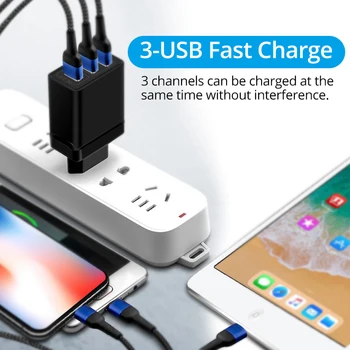 3 Port USB Įkroviklis Greitai Charge3.0 Greitas Įkroviklis QC3.0 QC2.0 Multi Usb, Sieninis Adapteris, Baterija, Skirta 