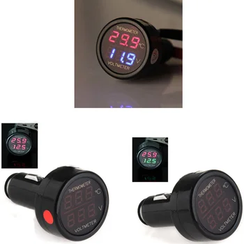 3 Tipų Digital Voltmeter Termometras 2 In 1 LED Automobilio Cigarečių Degiklio Taikoma 12/24V Universali Automobilio VISUREIGIS Sunkvežimių voltmetras