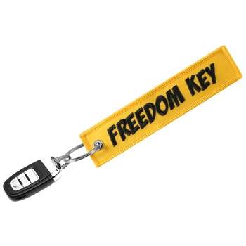 3 VNT Laisvės Raktų pakabukai Automobilių Geltonos spalvos Siuvinėjimo Key Ring Grandinė Aviacijos Dovanos Mados Motociklo Keychain Papuošalai