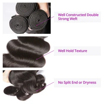 30 34 40 Colių Kūno Bangų Paketų Brazilijos Plaukų Pynimas 3 4 Ryšulius Su 13x4 Nėrinių Priekinės ir Uždarymo Remy Human Hair Extension